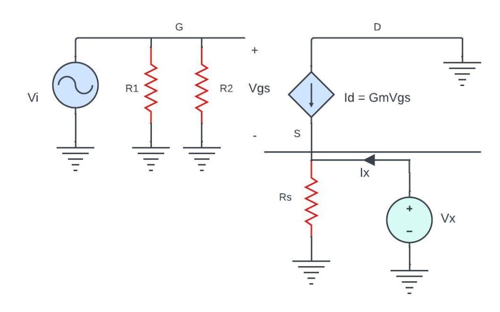 output impedance diagram of common drain amplifier